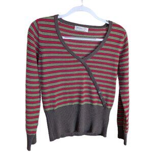Johnstons 100% Cashmere Red Multi Striped Wrap Sweater | Size 34"